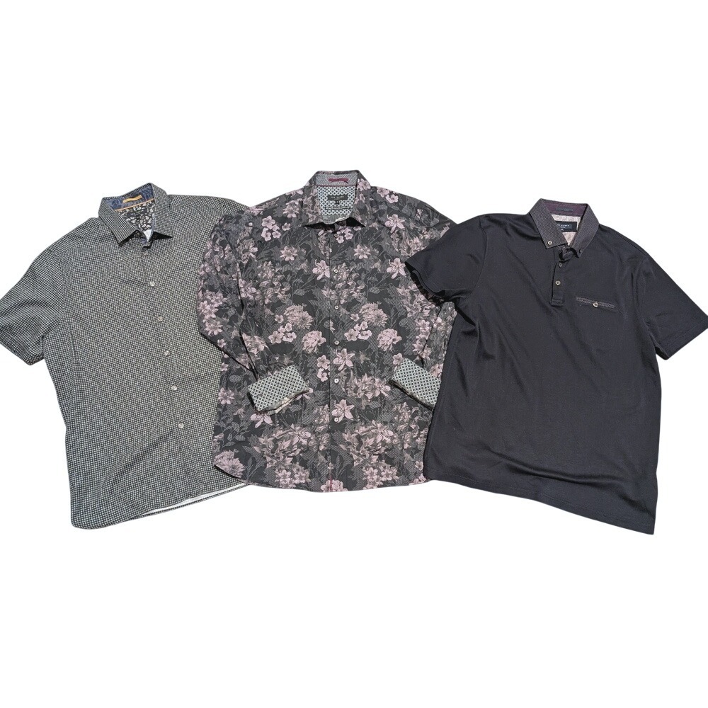 Ted Baker Mens 5 XL London Black Gray Floral Dress Shirt Collection 3 Shirts
